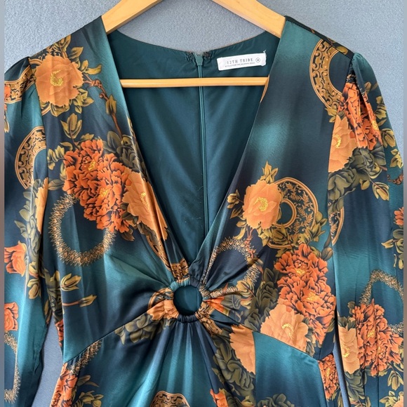 Gizelle Teal Printed Floral Maxi Dress green brown - Picture 6 of 16